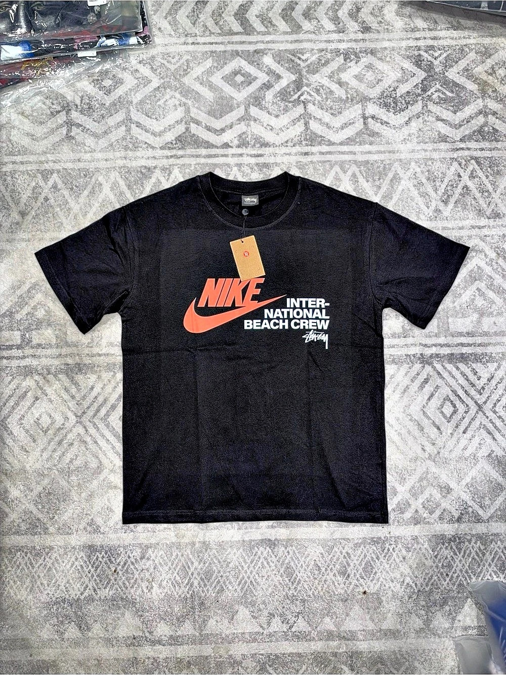 Stussy International Beach Crew Graphic Tee in Black Medium NWT